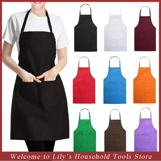 Adjustable Cooking Apron Unisex Household Solid Color Chef Waiter Barbecue Hairdresser Adult Pocket Apron Kitchen Supplies T…