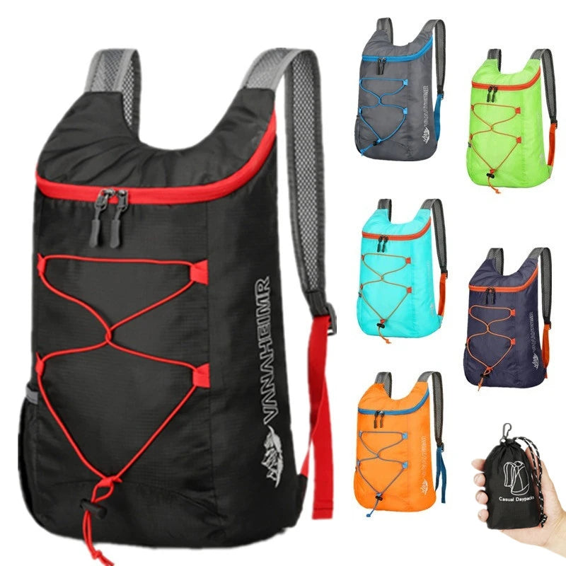Multifunctional Outdoor Folding Backpack High Density Lightweight Waterproof Nylon Fabric Sports Bag for Camping Hiking Trav…