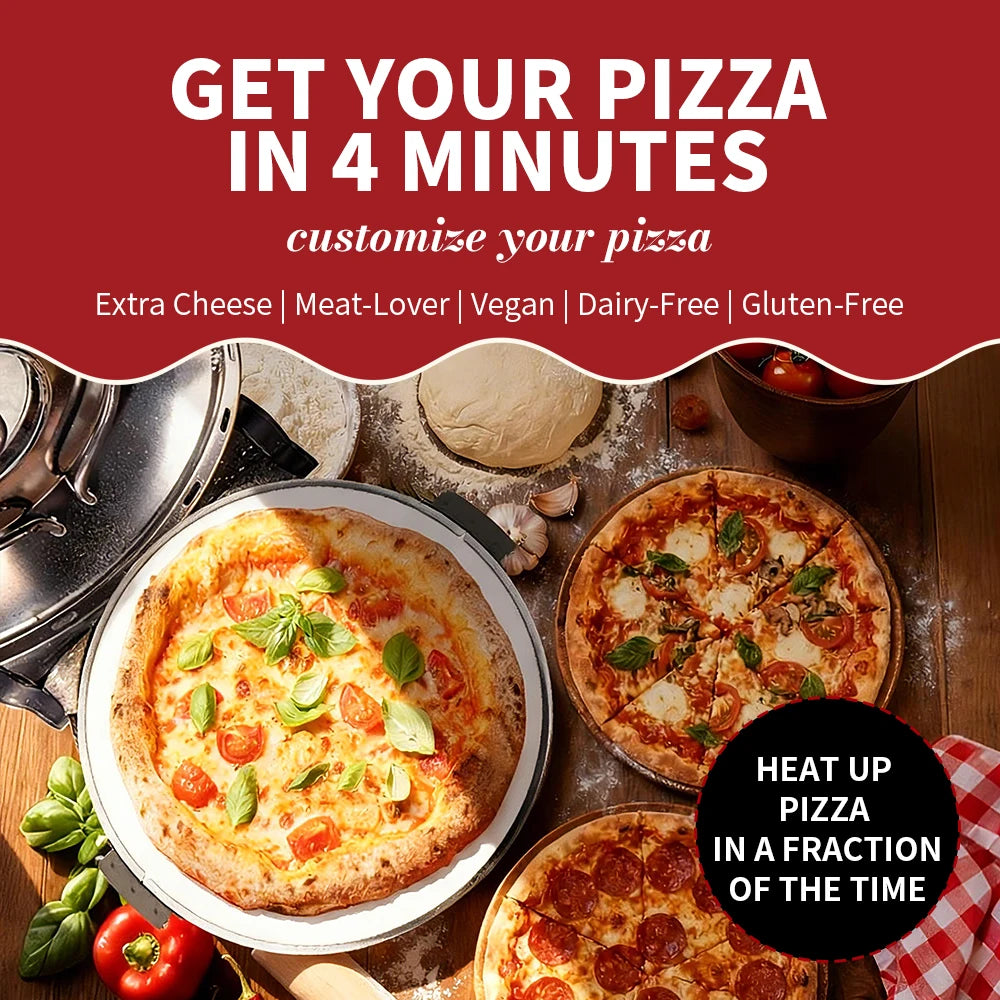 Klaif Electric Pizza Maker, 420℃, 1200 Watt, 5 Separate Temperature Levels, Flame Resistant Stone Plate 1200W 32cm - image 4