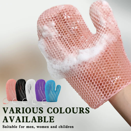 Exfoliating shower glove with colorful honeycomb weave and TPU high elasticity antibacterial material - gentle, safe and dur…