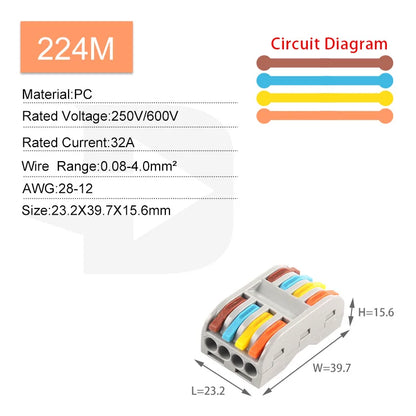 5PCS Fast Wire Connector Push-in Electrical Terminal Block Universal Splicing Wiring Cable Connectors For Cable Connection S…