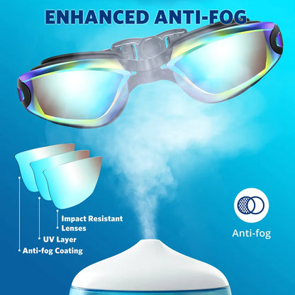 Swimming Goggles Professional Waterproof Swim Eyewear Glasses Anti-fog 100% UV Protection No Leaking For Adult Men Women You…