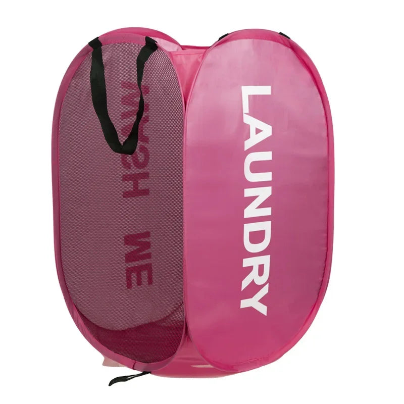 Portable Mesh Pop Up Laundry Hamper Wide Opening Breathable Collapsible Space-Saving Laundry Basket Dorm Travel Bathroom Ite…