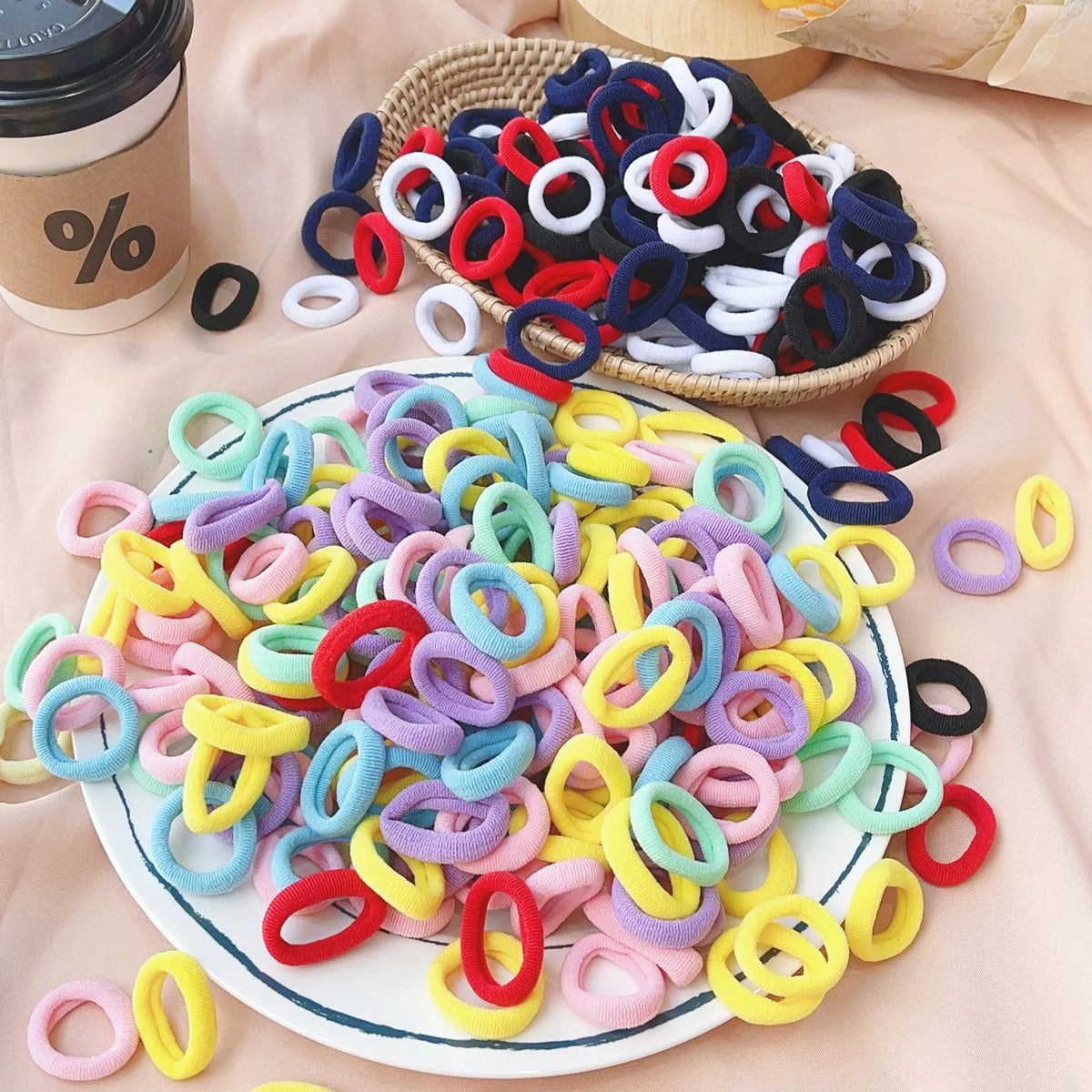 20/50pcs Kids Elastic Hair Bands Girls Sweets Scrunchie Rubber Band for Children Hair Ties Clips Headband Baby Hair Accessor…