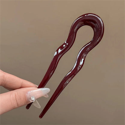 U-Shaped Hair Fork Fashion Tortoiseshell Acetate Acrylic Hairpin Geometric Headwear Hair Sticks Women Girls Hair Accessories…
