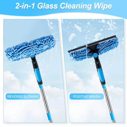 Window Squeegee Cleaner Tool Kit with Long Handle Telescopic Long Handle Squeegee Kit for Glass Scrubber Cleaning Equipment…