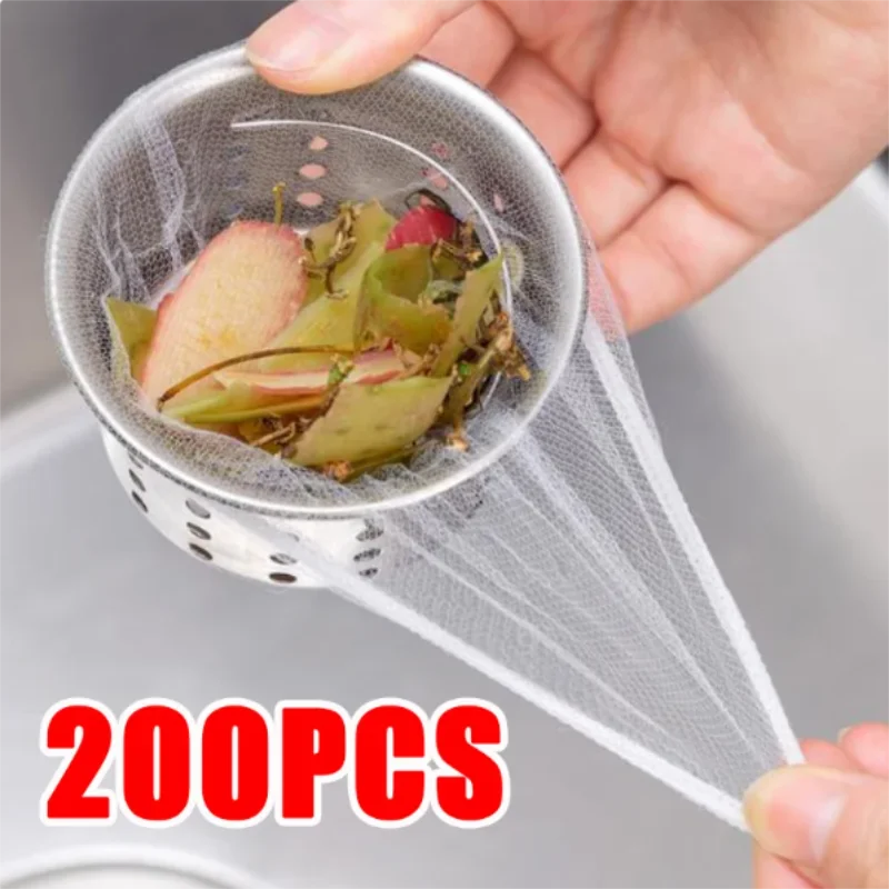 50-200Pcs Disposable Kitchen Sink Filter Sewer Drain Anti-blocking Garbage Bag Pool Leak Mesh Bag Mesh Strainer Sink Garbage…