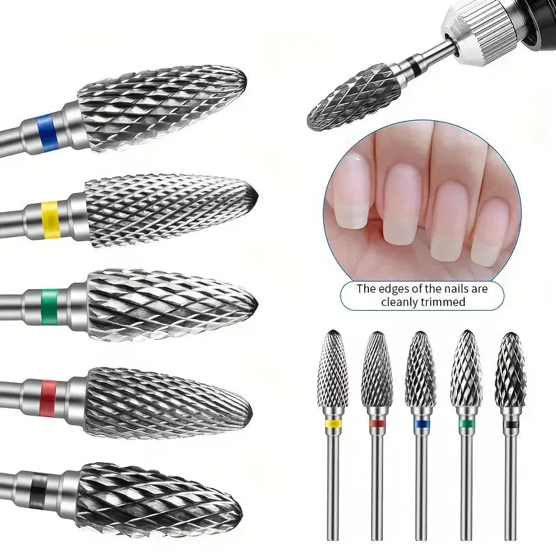 Tungsten Carbid Nail Drill Bits Electric Manicure Drill Accessory Milling Cutters for Nail Gel Polish Remover Nail Tools Efi…