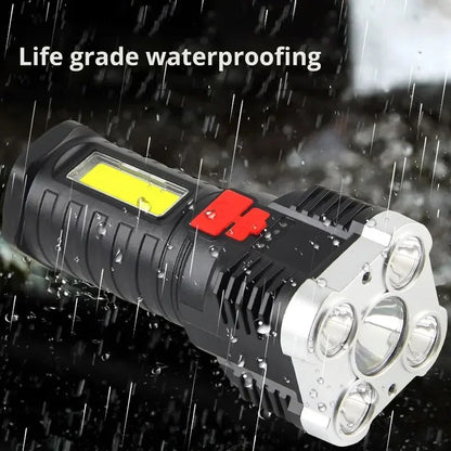 5LED High Power Led Flashlights Rechargeable Camping Spotlight with Side Light 3 Lighting Modes for Camping Adventure Outdoo…
