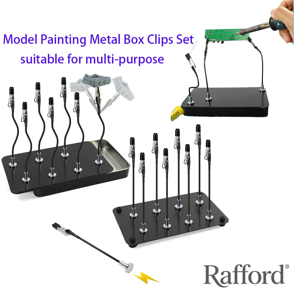 Rafford 12Pcs Bendable Model Painting Alligator Clip Sticks Rubber Tips + Metal Magnetic Base - for Airbrush, Hobby Model Pa…