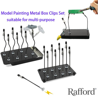 Rafford 12Pcs Bendable Model Painting Alligator Clip Sticks Rubber Tips + Metal Magnetic Base - for Airbrush, Hobby Model Pa…