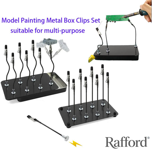 Rafford 12Pcs Bendable Model Painting Alligator Clip Sticks Rubber Tips + Metal Magnetic Base - for Airbrush, Hobby Model Pa…