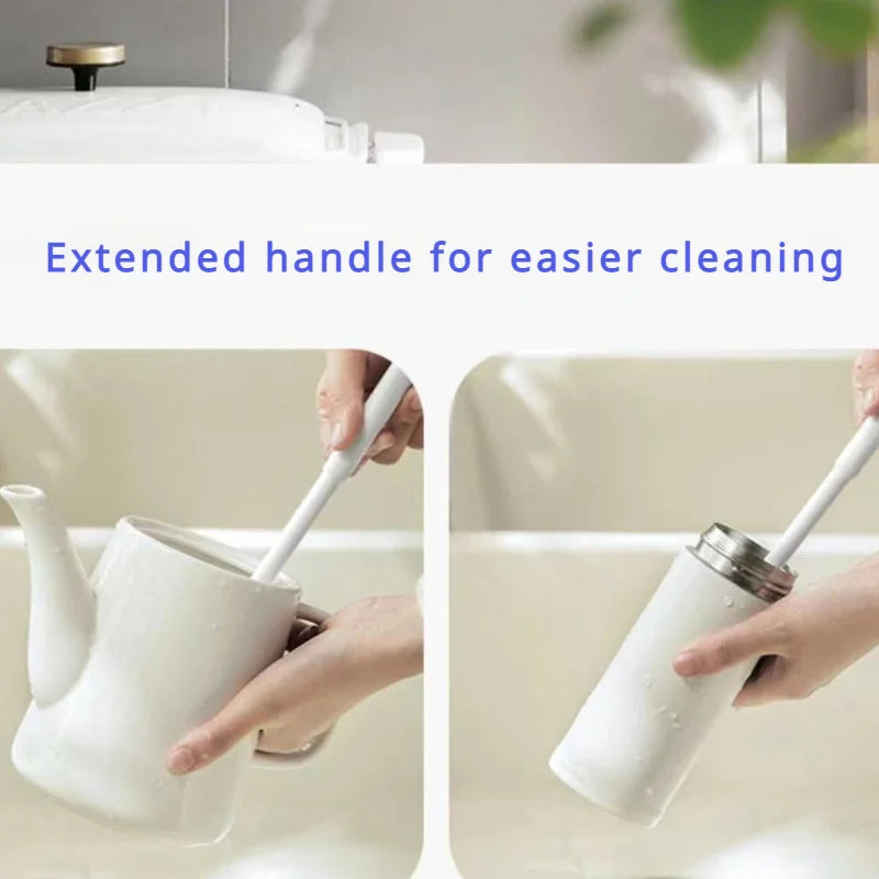 Foldable 360 Degree Comprehensive Cleaning Silicone Brush with Long Handle Design, Reusable for Bottles and Cups - image 3