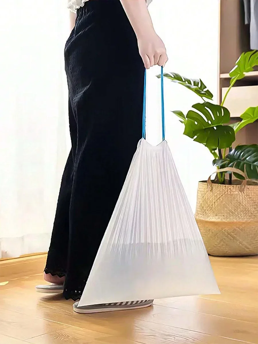 15pcs/roll Thick Trash Bags, Tear-Off Drawstring Trash Can Liners,For Home, Kitchen, Restaurant, Living Room, Garbage Sortin…