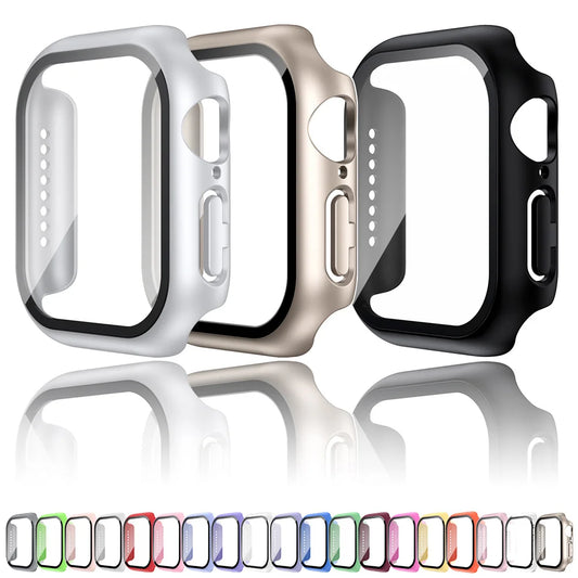 Tempered Glass+Case For Apple Watch 38mm 40mm 41mm 42mm 44mm 45mm 46mm Screen Protector Protective Cover iWatch 10 8 7 9 6 S…
