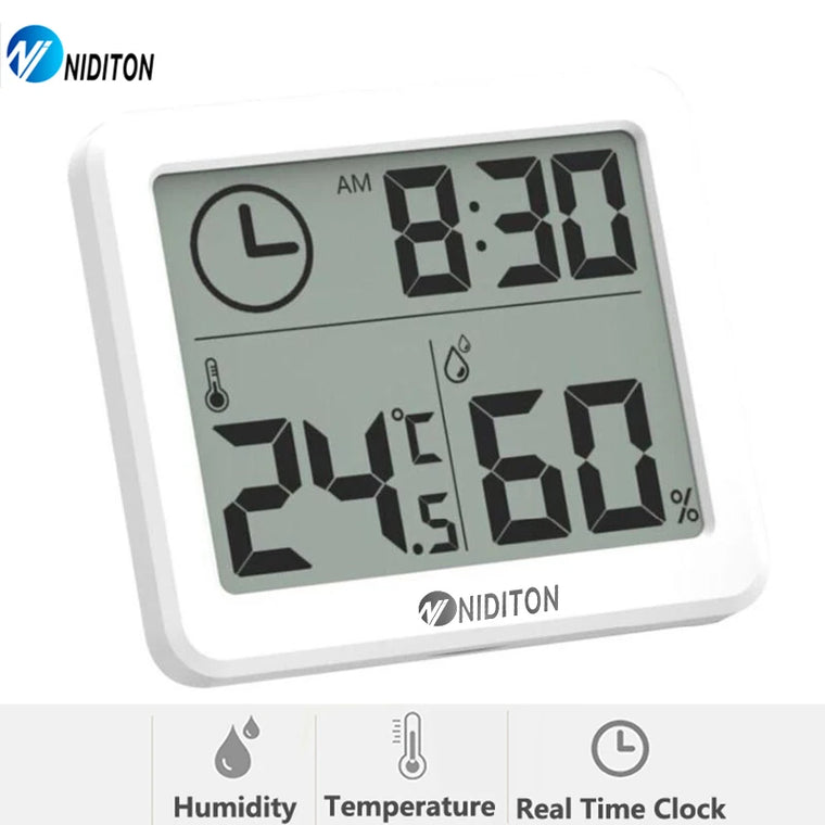 Digital Clock Desk Clock with Temperature Humidity Wall Clocks for Home Kitchen Office Desk Decorations NIDITON