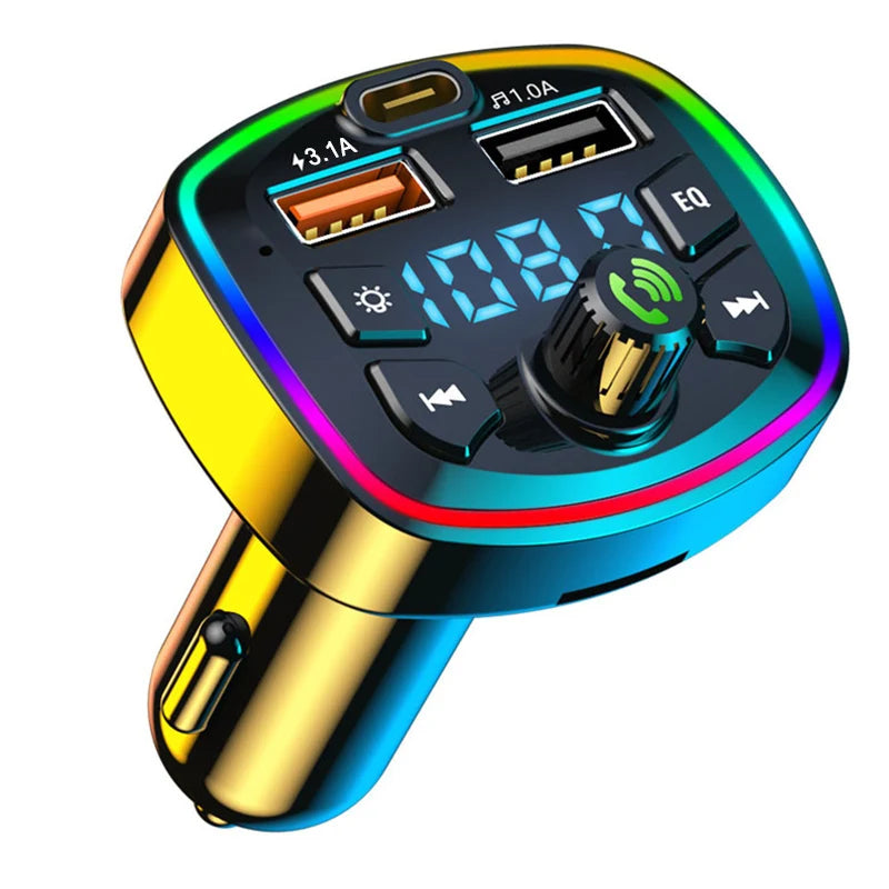 Car Bluetooth 5.0 FM Transmitter Wireless Adapter Mic Audio Receiver Auto MP3 Player 2.1A Dual USB Fast Charger Car Accessor…