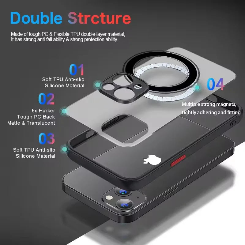 Luxury Armor Matte For Magsafe Magnetic Wireless Charging Case For iPhone 17 16 15 14 13 12 11Pro Max Mini Plus Shockproof C…