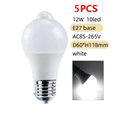 PIR Motion Sensor LED Light Bulb 12W E27 Smart Bulb Motion Activated ON/OFF Home Lights Lamp for Home Stair - image 14