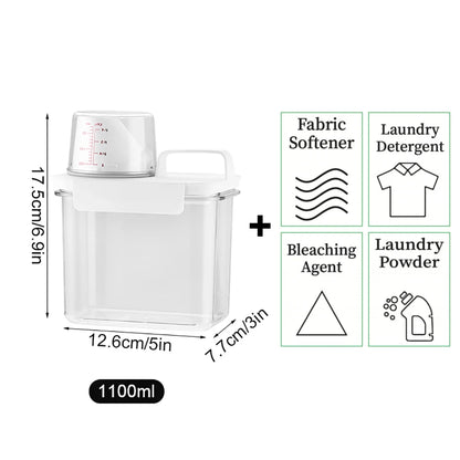 1100/1800/2300Ml Refillable Laundry Detergent Dispenser Empty Tank for Powder Softener Bleach Storage Container with Labels…
