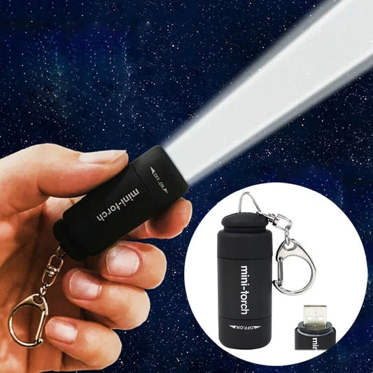 USB Rechargeable LED Multifunctional Strong Light Pocket Keychain Flashlight Waterproof Outdoor Hiking Camping Mini Flashlig…