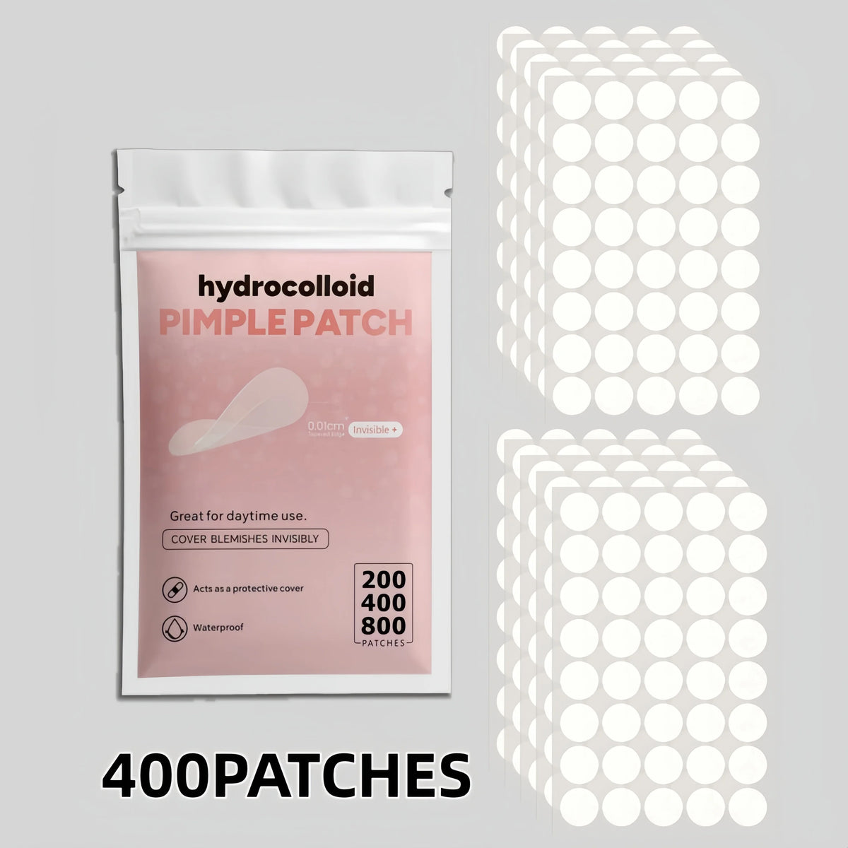 200/400/800pcs Invisible Clear Pimple Patch Set – Deep-Cleansing Hydrocolloid Acne Stickers, Mixed Sizes, Gentle & Skin-Frie…