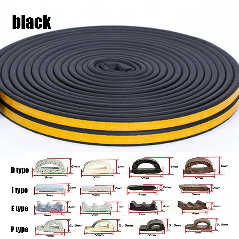5M/10M Door Window Seal Strip DIEP Self-adhesive Acoustic Foam Sealing Strip Tape Insulation Windproof Rubber Weatherstrip -…