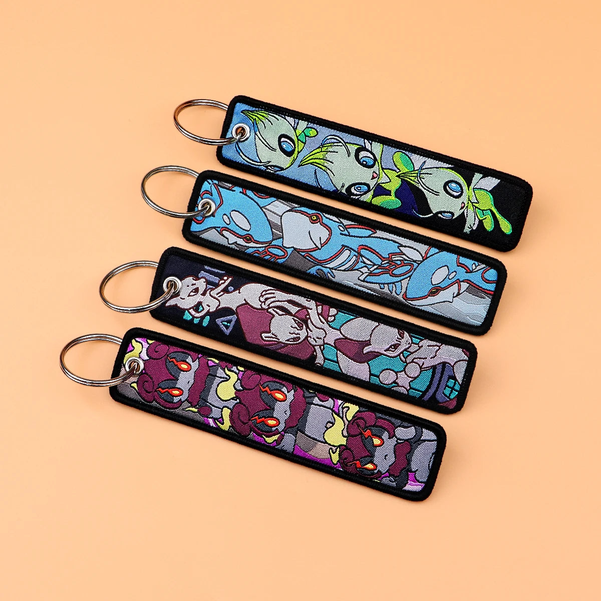 Japanese Anime Elf Monsters Keychain for Cars Backpack Key Holders Embroidery Keyrings Key Tag Jet Tag Accessories Gifts 1pc…