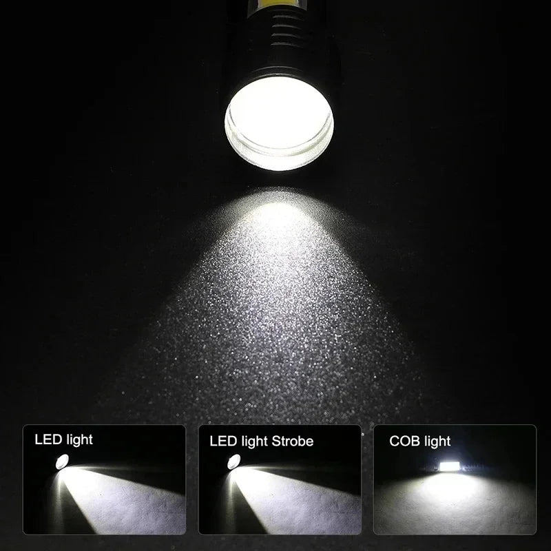 USB Rechargeable Mini Flashlight COB+XPE Portable Built-in Battery Zoomable Small Torch 3 Mode Camping Emergency Flashlights…