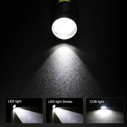 USB Rechargeable Mini Flashlight COB+XPE Portable Built-in Battery Zoomable Small Torch 3 Mode Camping Emergency Flashlights…