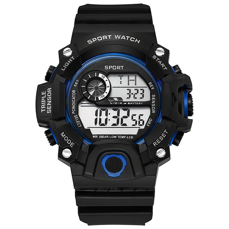 Fashion Men's Watch Sports Electronic Wristwatch Large dial Multifunctional Waterproof Luminous Alarm Kids Male's Military W…