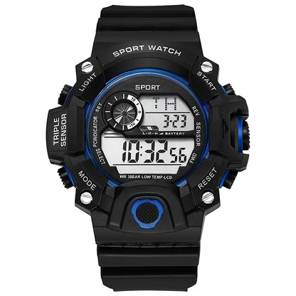 Fashion Men's Watch Sports Electronic Wristwatch Large dial Multifunctional Waterproof Luminous Alarm Kids Male's Military W…