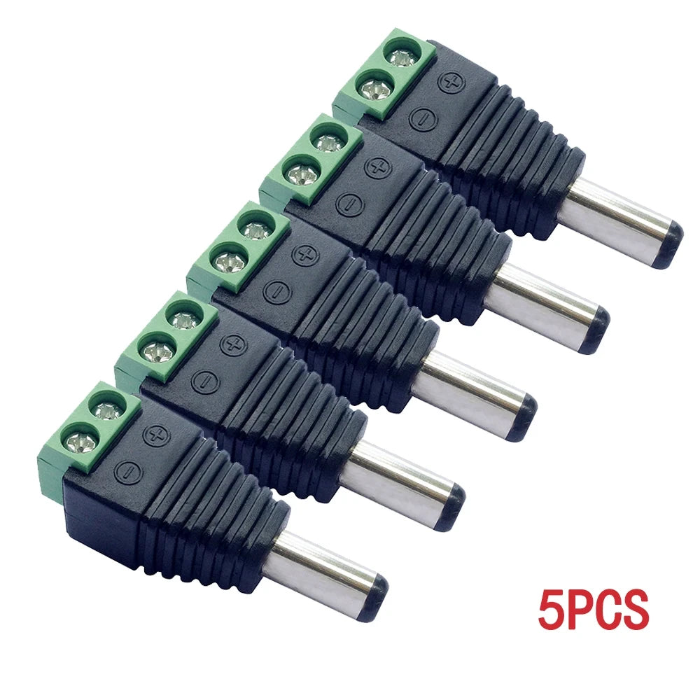 5pairs DC 12V Female And Male Connectors 5.5x2.1mm Power Plug Adapter Jacks Sockets For Signal Color LED Strip Light CCTV Ca…