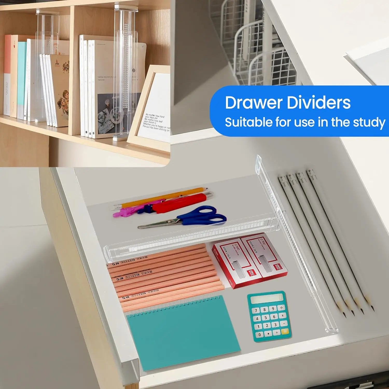 Drawer Dividers 4/6/8/12 Pack, Plastic Drawer Dividers for Baby Clothes, Kitchen Cutlery and Office Storage, Easy to Install…