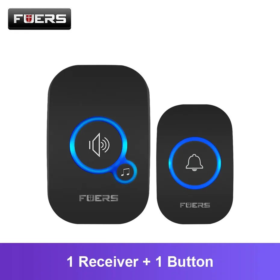 Fuers Wireless Doorbell Waterproof Welcome Chime Home Door Bell Intelligent 32 Songs Smart Alarm With Battery For Store Hote…