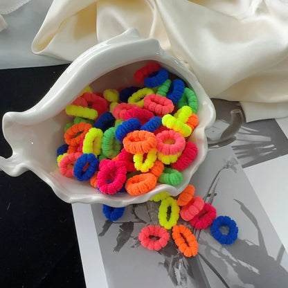 50/100Pcs Colorful Basic Nylon Ealstic Hair Ties for Girls Ponytail Hold Scrunchie Rubber Band Kid Fashion Hair Accessories…