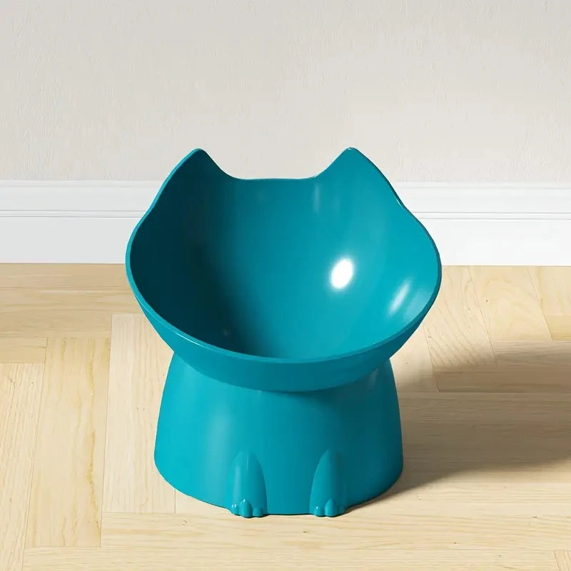 1pc WhiskerWare Elevated Cat Bowl, Anti-Tip Plastic Raised Pet Feeding Dish with Tilted Edge, Neck Protection Kitty Food - i…