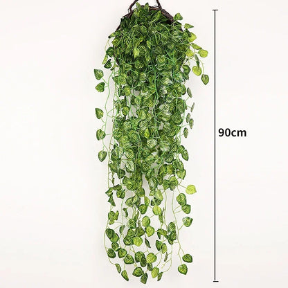 90cm Artificial Plant Vine Home Decoration Hanging Plastic Leaf Grass Garland Outdoor Wedding Party Decorations Fake Rattan…
