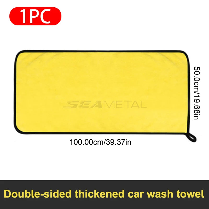 SEAMETAL Microfiber Car Washing Towel 400GSM Double-Sided Coral Velvet Clean Towels High Water Absorption Car Wash Drying Cl…