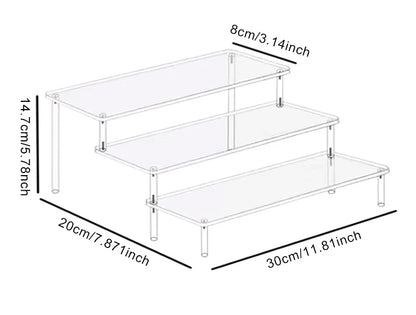 1-4 Tier Acrylic Display Stand Durable Display Rack For Cupcake Perfume Doll Transparent Trapezoidal Blind Box Storage Shelf…