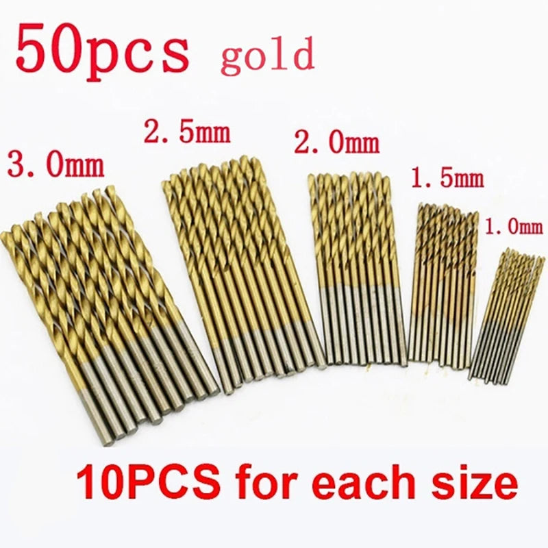 100/50Pcs Titanium Coated Drill Bits HSS High Speed Steel Set Tool Quality Power Tools 1/1.5/2/2.5/3mm - image 3