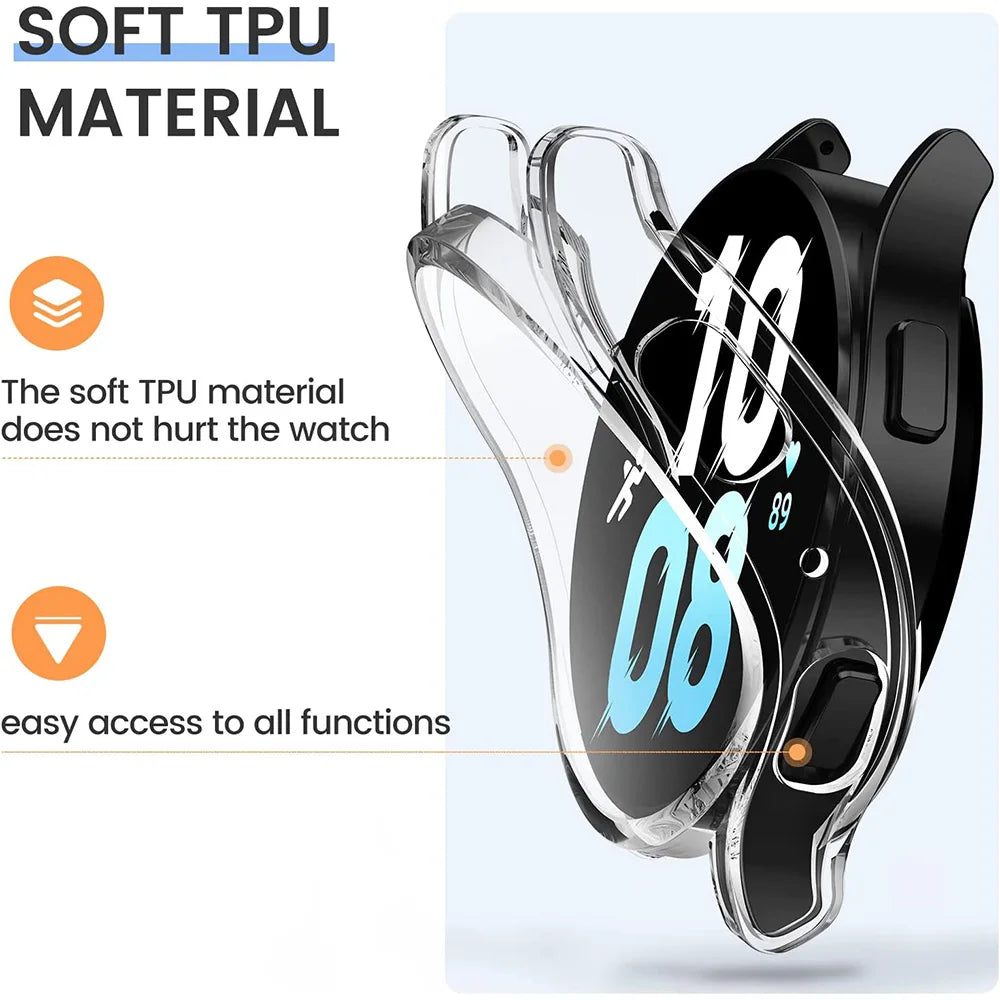 Soft TPU Watch Case for Samsung Galaxy Watch 4 5 6 7 40mm 44mm Protective Cover Shockproof Anti-Scratch Full Protective - im…