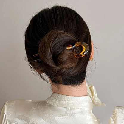 U-Shaped Hair Fork Fashion Tortoiseshell Acetate Acrylic Hairpin Geometric Headwear Hair Sticks Women Girls Hair Accessories…
