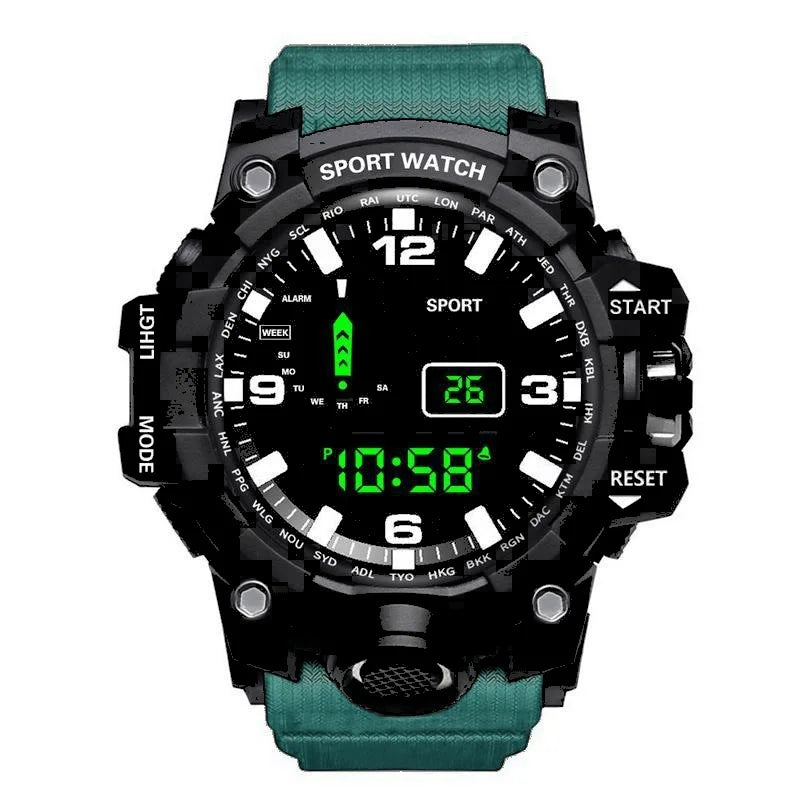 Fashion Men's Watch Sports Electronic Wristwatch Large dial Multifunctional Waterproof Luminous Alarm Kids Male's Military W…