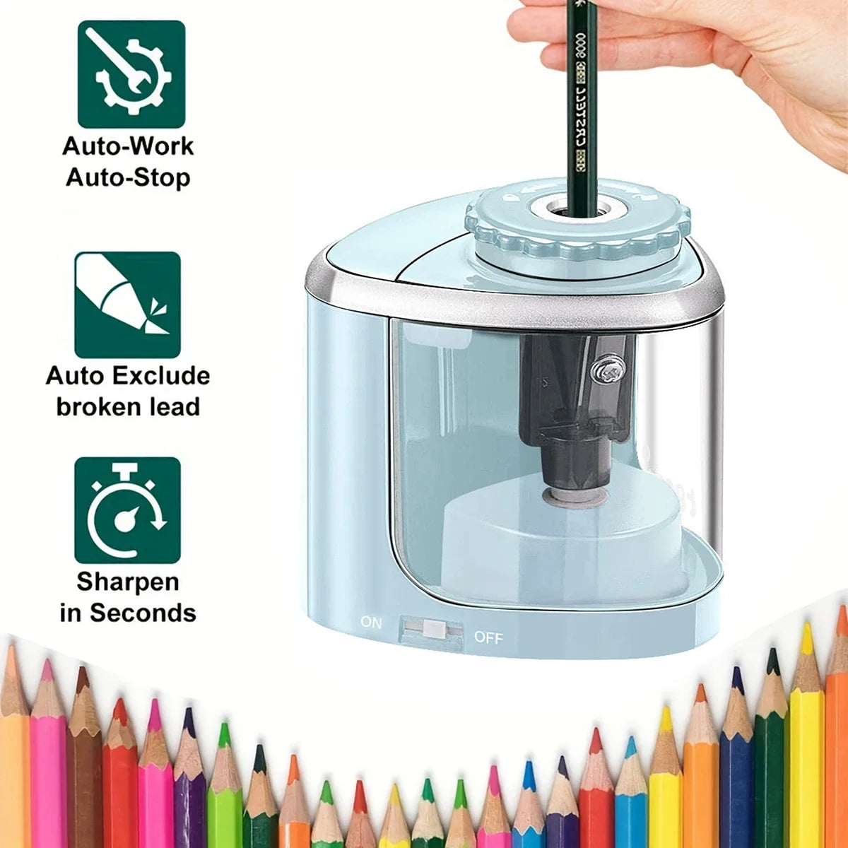 Electric Sharpener Assembly Desktop Automatic Pencil Sharpener Suitable To Pencils (6-8mm) for Students School Office Statio…