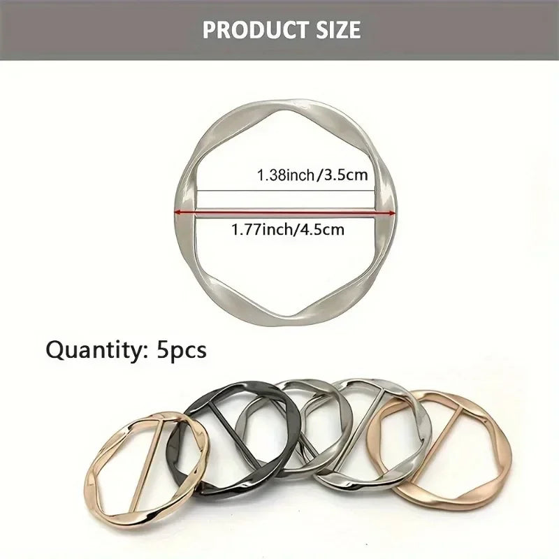 5pcs Fashion Metal Round Circle Clip Buckle Shawl T-Shirt Tie Clip Brooch Waist Buckle Versatile Clothing Ring Wrap Holder -…