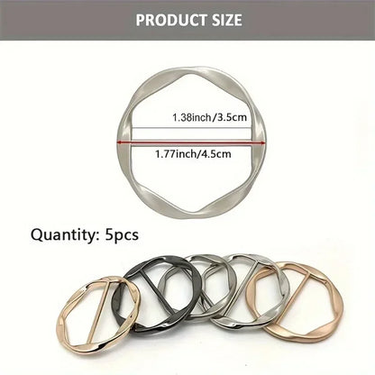 5pcs Fashion Metal Round Circle Clip Buckle Shawl T-Shirt Tie Clip Brooch Waist Buckle Versatile Clothing Ring Wrap Holder -…