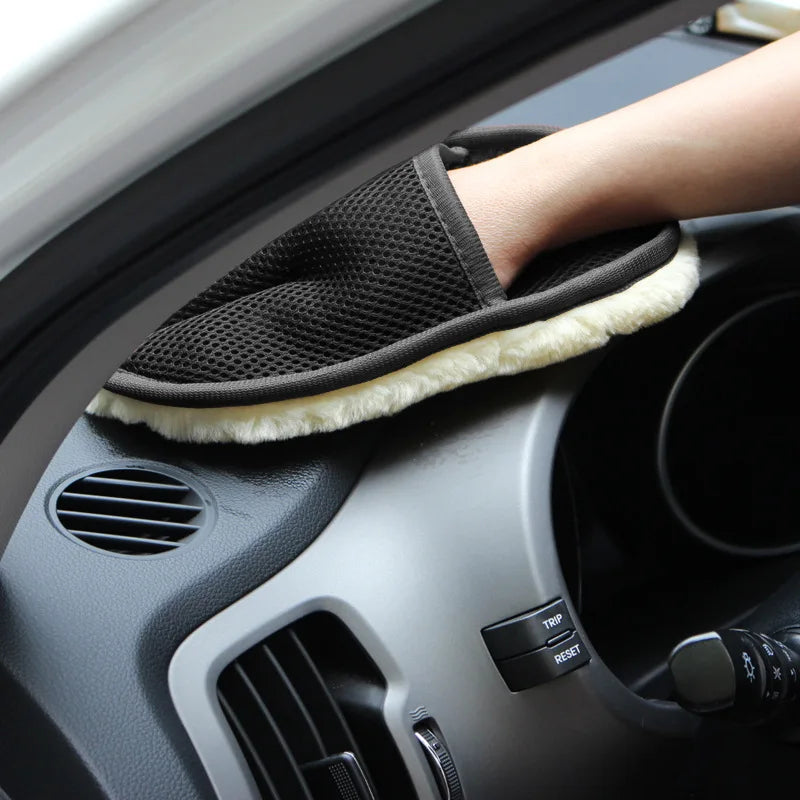 Car Styling Wool Soft Car Washing Gloves Cleaning Brush Motorcycle Washer Care Products Plush Car Wash Gloves - image 4
