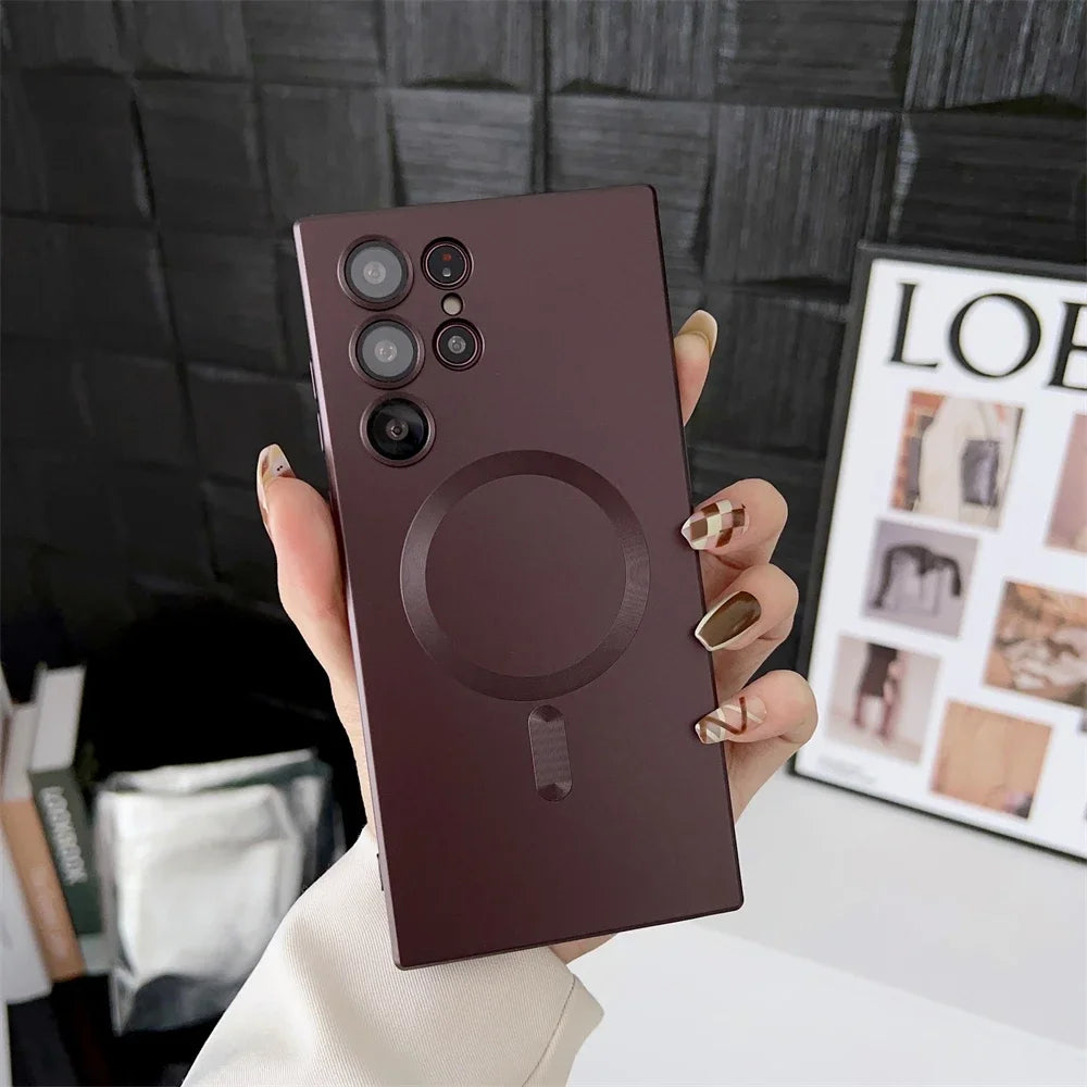 Luxury Matte Magnetic Case for Samsung S25 S24 S23 S22 Ultra S21 S20 Plus Capa for Samsung Note 20 Ultra Magsafe Phone Cover…