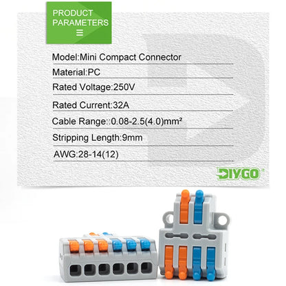 5PCS Fast Wire Connector Push-in Electrical Terminal Block Universal Splicing Wiring Cable Connectors For Cable Connection S…